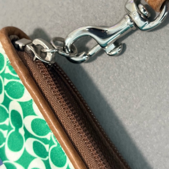 Coach Multicolor Patchwork Wristlet with Tan Leather Strap - Picture 6 of 11